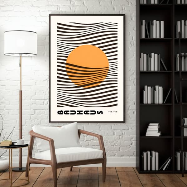 Sol Abstrakt Poster – Modern Väggkonst i Varma Toner