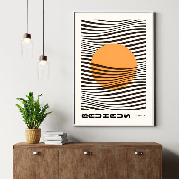 Sol Abstrakt Poster – Modern Väggkonst i Varma Toner