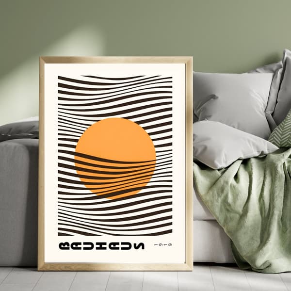 Sol Abstrakt Poster – Modern Väggkonst i Varma Toner