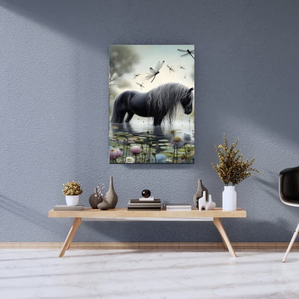 Svart Häst Poster – Elegant Djuraffisch i Kontrastfylld Stil