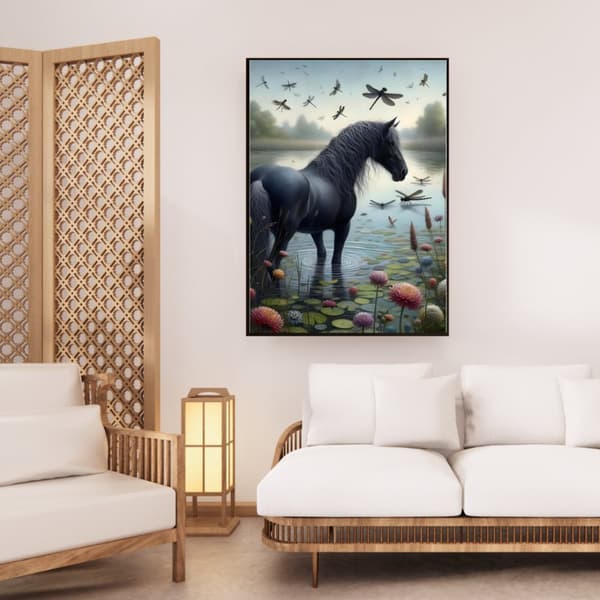 Svart Häst Poster Storlek 30×40 cm