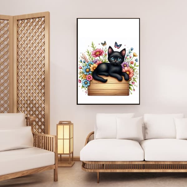 Svart Katt Poster – Mystisk & Elegant Djuraffisch