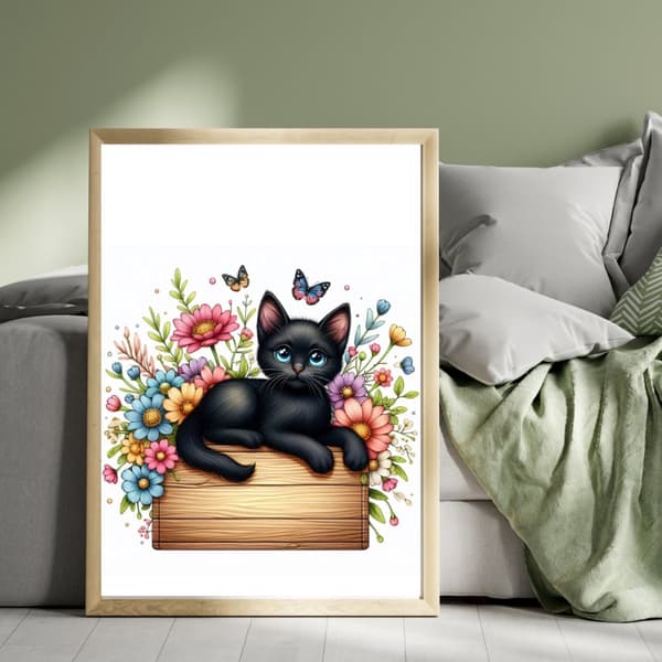 Svart Katt Poster – Mystisk & Elegant Djuraffisch Storlek 30×40 cm