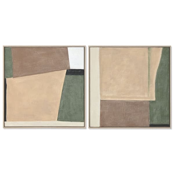 Maalaus Home ESPRIT Vihreä Beige Abstrakti Kaupunki 80 x 3,8 x 80 cm (2 osaa)