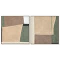 Pikkukuva 1 / 4: Maalaus Home ESPRIT Vihreä Beige Abstrakti Kaupunki 80 x 3,8 x 80 cm (2 osaa)