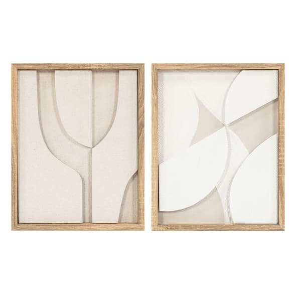 Maleri Home ESPRIT Hvid Natur Moderne Skandinavisk 40 x 3,8 x 50 cm (2 enheder)
