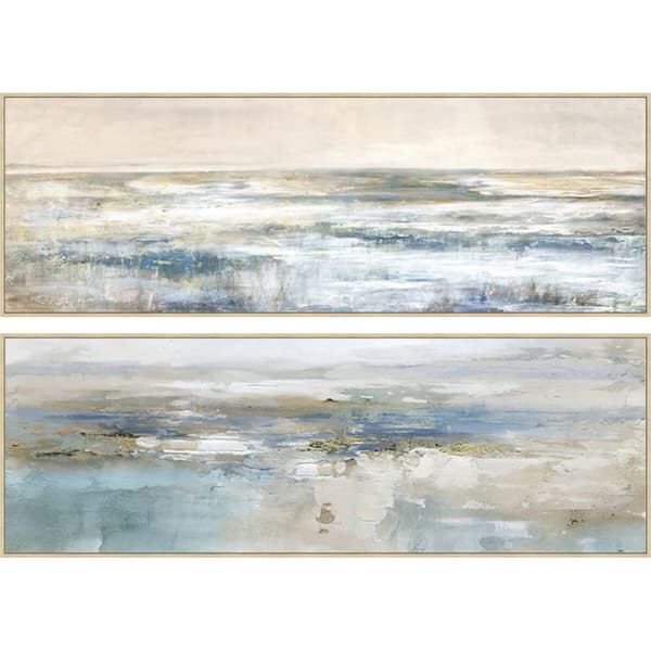 Maleri Home ESPRIT Blå Hvid Abstrakt Moderne 153 x 4,3 x 53 cm (2 enheder)