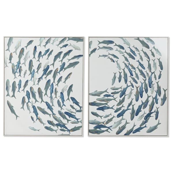Maalaus Home ESPRIT Sininen Kerma Spiraalit 82,5 x 4 x 102,5 cm (2 osaa)