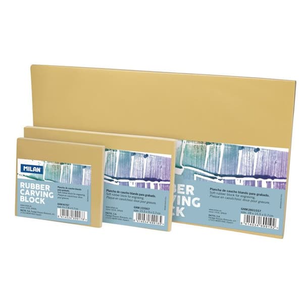Gravyrplatta Gummi Snidade Block liten 9 x 7,8 x 0,7 cm