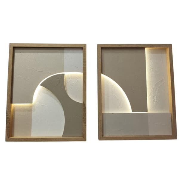 Tavla Home ESPRIT Vit Beige Naturell Modern Skandinavisk 40 x 3,8 x 50 cm (2 antal)