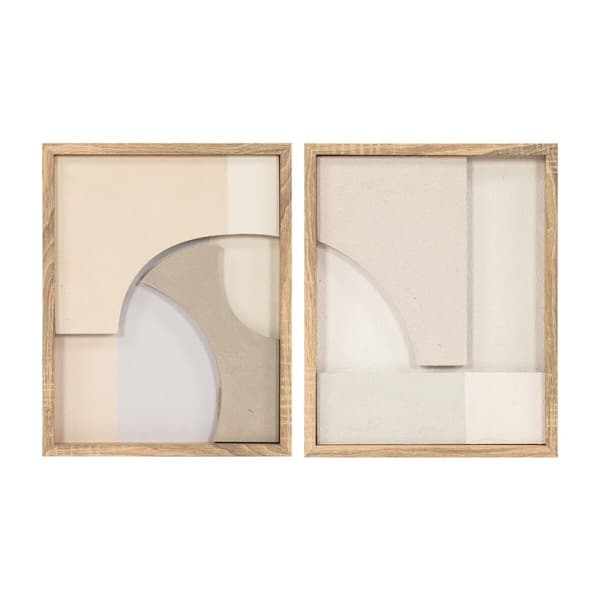Tavla Home ESPRIT Vit Beige Naturell Modern Skandinavisk 40 x 3,8 x 50 cm (2 antal)
