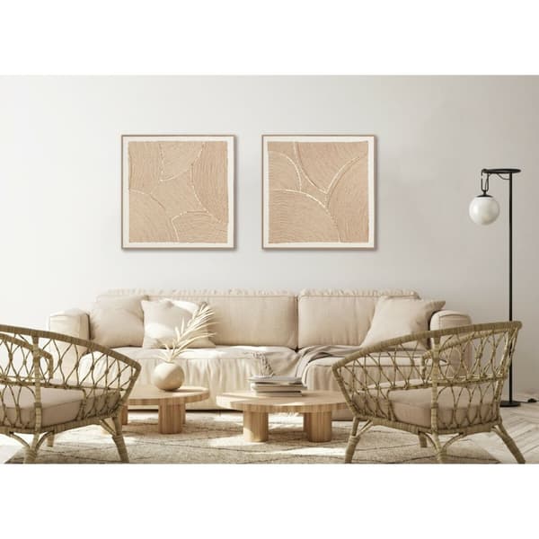 Maleri Home ESPRIT Hvid Natur Moderne Med relief Skandinavisk 100 x 3,8 x 100 cm (2 enheder)