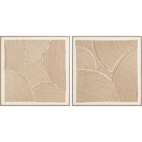 Maleri Home ESPRIT Hvid Natur Moderne Med relief Skandinavisk 100 x 3,8 x 100 cm (2 enheder)