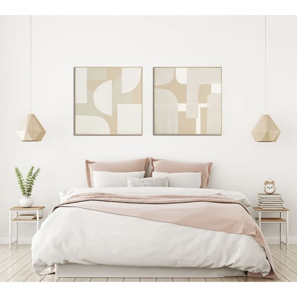 Maalaus Home ESPRIT Valkoinen Beige Moderni Skandinaavinen 90 x 3,8 x 90 cm (2 osaa)