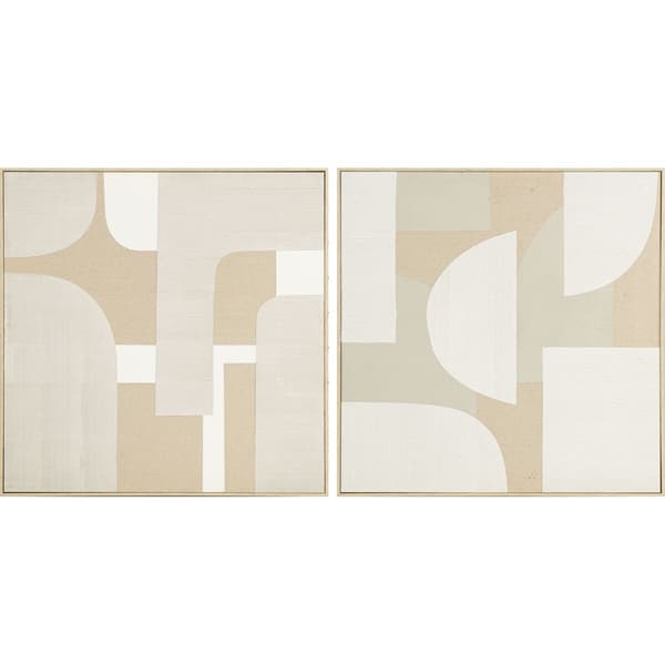 Maalaus Home ESPRIT Valkoinen Beige Moderni Skandinaavinen 90 x 3,8 x 90 cm (2 osaa)