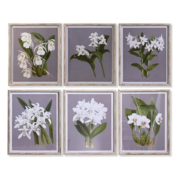 Tavla DKD Home Decor Gran Glas 50 x 60 x 2,8 cm 50 x 2,8 x 60 cm Virágok (6 Delar)