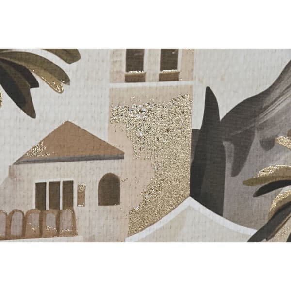 Tavla Home ESPRIT Grön Beige Gyllene Hus Tropiskt 63 x 4,5 x 93 cm (2 antal)