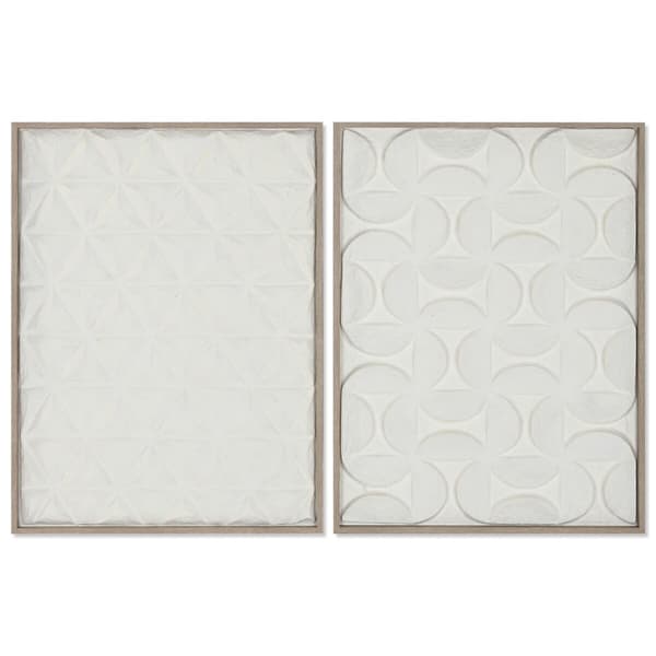 Tavla Home ESPRIT Vit Naturell Abstrakt Urban 60 x 3 x 80 cm (2 antal)