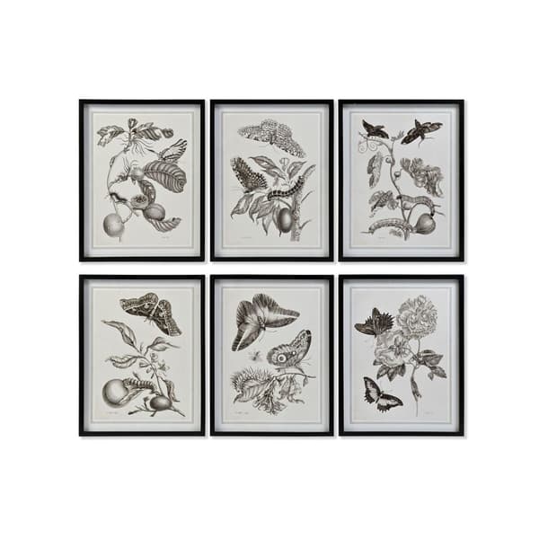 Maleri DKD Home Decor 50 x 2,5 x 65 cm Cvetlice Moderne (6 Dele)