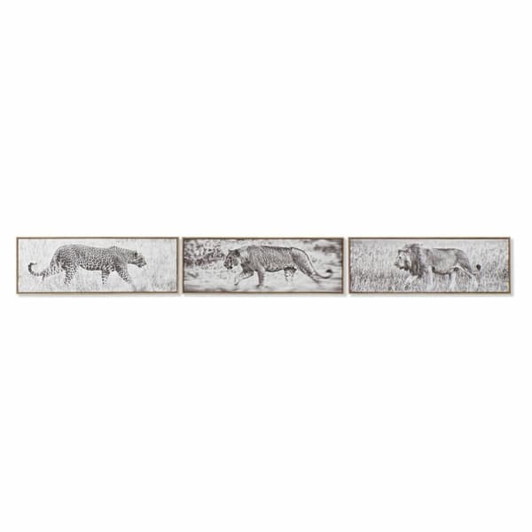 Maleri DKD Home Decor 92,5 x 3,5 x 32 cm Kolonistil Jungle (3 Dele)