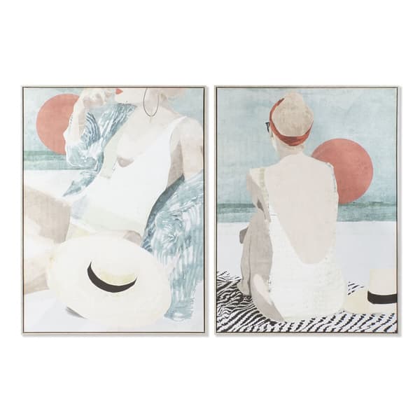 Maleri DKD Home Decor 104 x 4,5 x 143,5 cm Dame Skandinavisk (2 enheder)