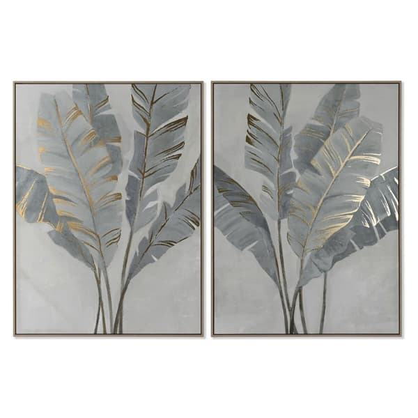 Maleri Home ESPRIT Palmer Gylden Tropisk 90 x 4 x 120 cm (2 enheder)