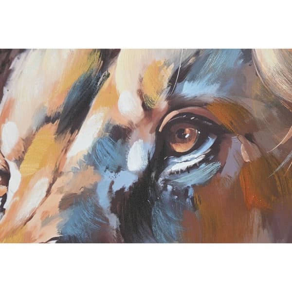 Maleri Home ESPRIT Blå Orange Kolonistil Løve 70 x 3,5 x 100 cm (2 enheder)