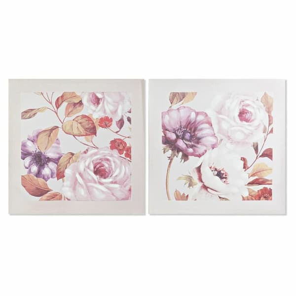 Tavla DKD Home Decor Rosor Romantisk 70 x 3 x 70 cm (2 antal)
