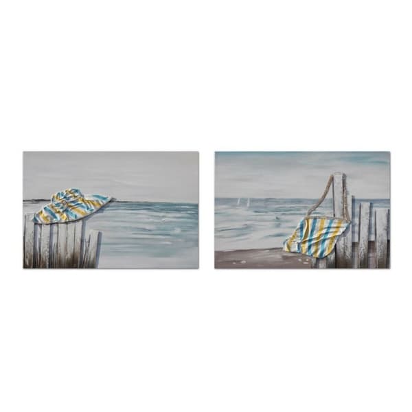 Maalaus DKD Home Decor Ranta Välimeren (90 x 2,5 x 60 cm) (2 osaa)