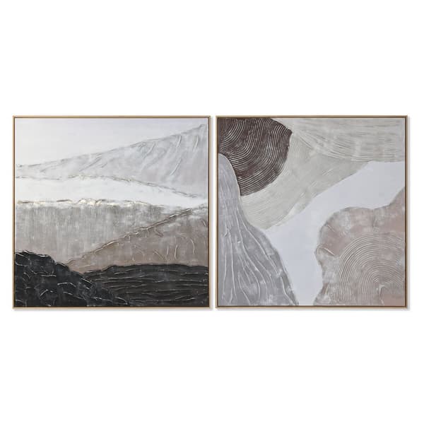 Tavla Home ESPRIT Brun Svart Beige Abstrakt 123 x 4,3 x 123 cm (2 antal)