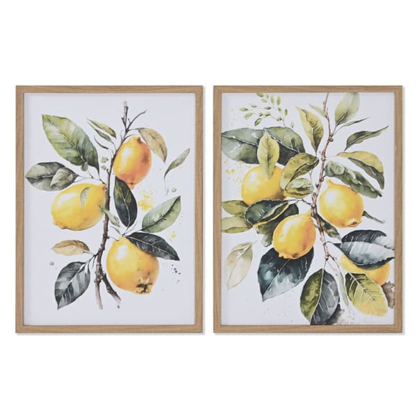 Tavla Home ESPRIT Gul Vit Grön Citron Medelhavs 30 x 1,8 x 40 cm (2 antal)
