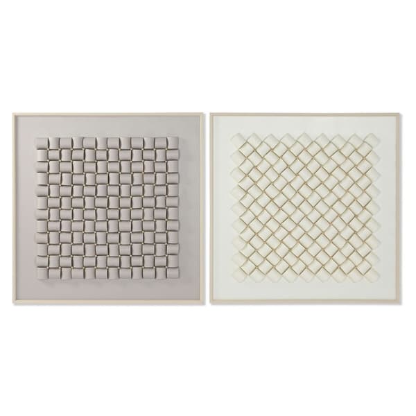 Maalaus Home ESPRIT Valkoinen Beige Abstrakti Moderni 100 x 3,5 x 100 cm (2 osaa)