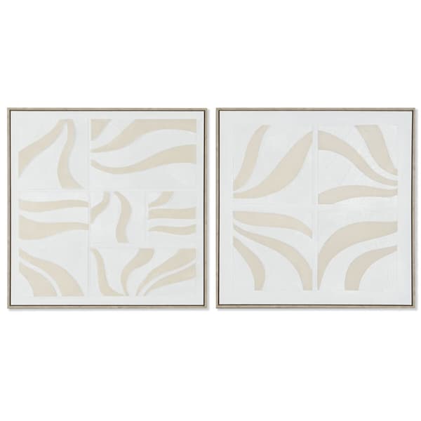 Maleri Home ESPRIT Hvid Beige Abstrakt Skandinavisk 83 x 4,5 x 83 cm (2 enheder)