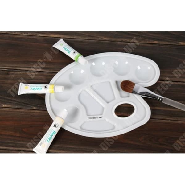 TD® färgpalett för barn Trä Akvarell Gouache Akryl Vuxen Miniatyr Handgjord Oval Vit Plast 6 Celler