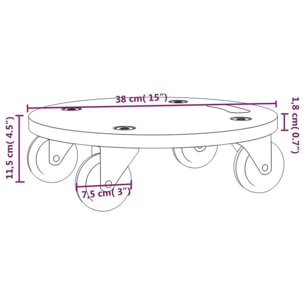 vidaXL Transporttraller 2 stk rund Ø38x11,5 cm 250 kg