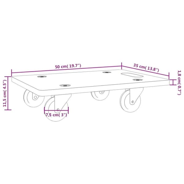 vidaXL Transportplatta 2 st rektangulär 50x35x11,5 cm