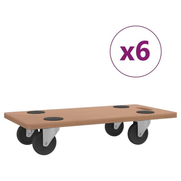 vidaXL dollyvogne 6 stk. konstrueret træ rektangulær
