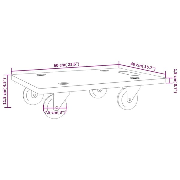 Kuljetusalustat 2 kpl suorakaide 60x40x11,5 cm 250 kg