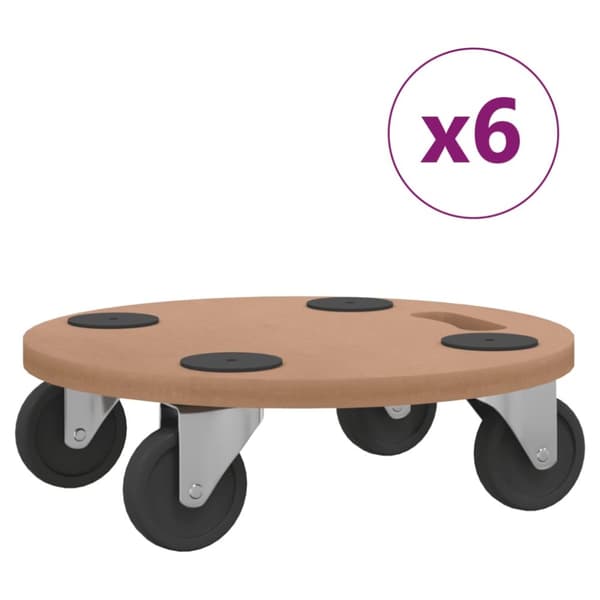 vidaXL dollyvogne 6 stk. konstrueret træ rund -  Paller & læsseplatforme