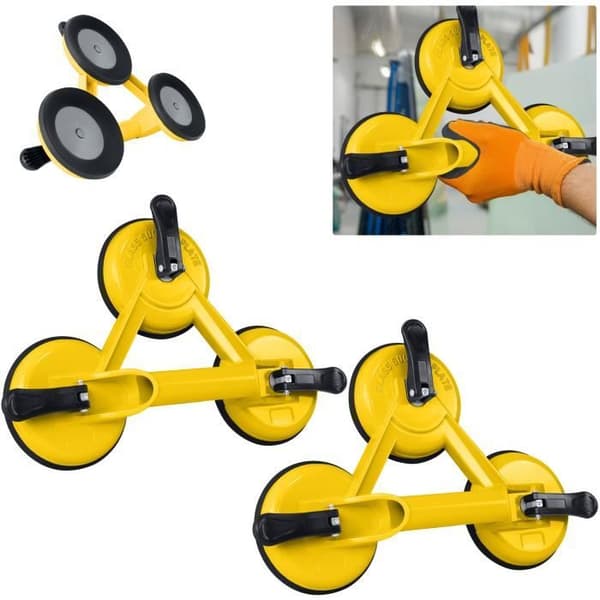 XMTECH Set med 2 aluminiumglas sugkoppar med tre kuddar Lastkapacitet 120 kg, för att flytta glas, kaross,