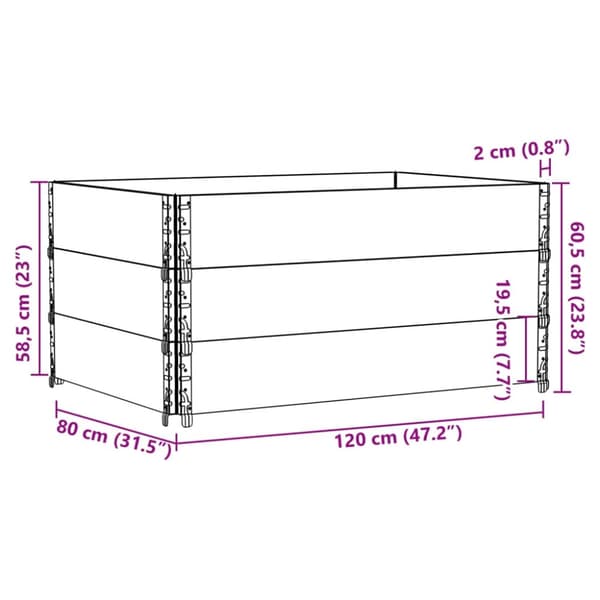 vidaXL Pallekarmer 3 stk grå 120x80 cm heltre furu