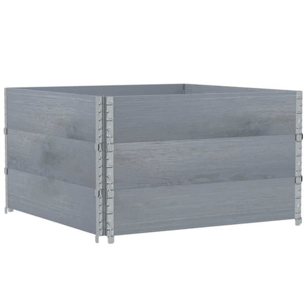 vidaXL Kuormalavan reunukset 3 kpl harmaa 100x100 cm täysi mänty