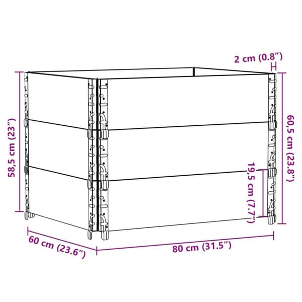 vidaXL Pallekarmer 3 stk grå 80x60 cm heltre furu