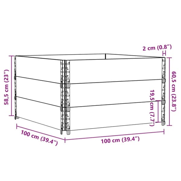 vidaXL pallerammer 3 stk. 100x100 cm massivt fyrretræ sort