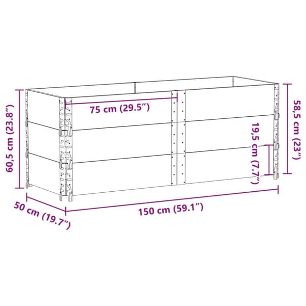 vidaXL Pallekarmer 3 stk grå 150x50 cm heltre furu