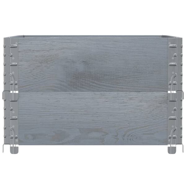 vidaXL Kuormalavan reunukset 2 kpl harmaa 80x60 cm täysi mänty