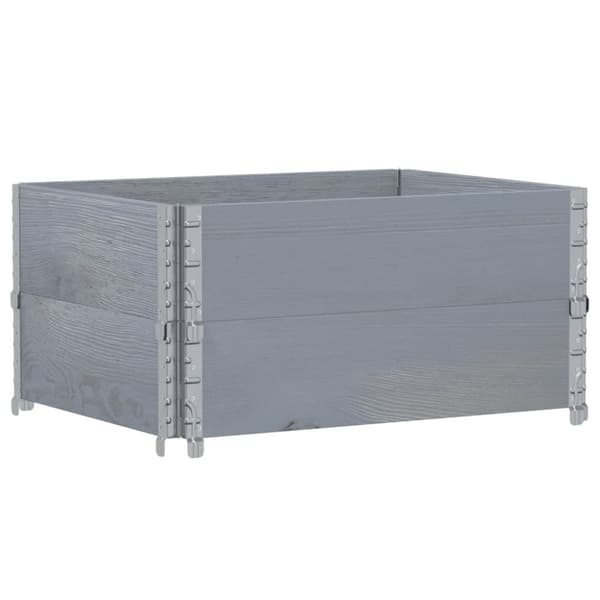 vidaXL Kuormalavan reunukset 2 kpl harmaa 80x60 cm täysi mänty