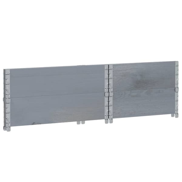 vidaXL Kuormalavan reunukset 2 kpl harmaa 80x60 cm täysi mänty