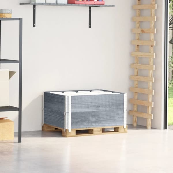 vidaXL Kuormalavan reunukset 2 kpl harmaa 80x60 cm täysi mänty