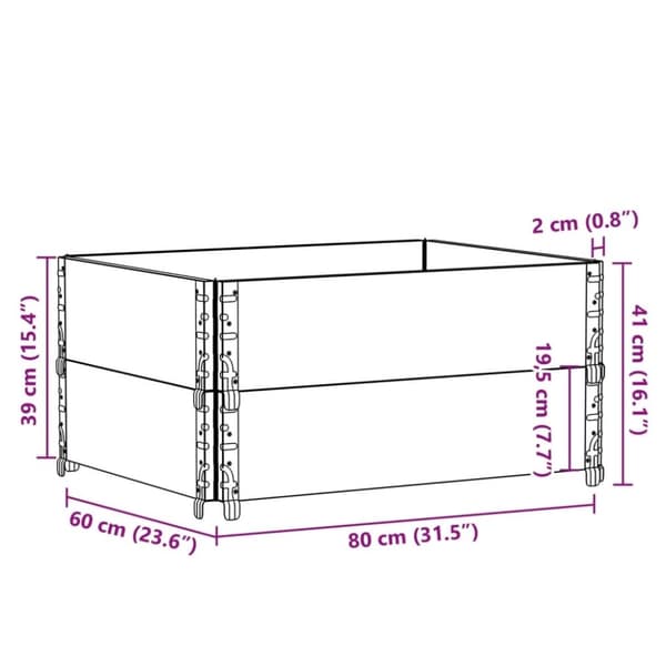 vidaXL Pallkragar 2 st svart 80x60 cm massivt furu